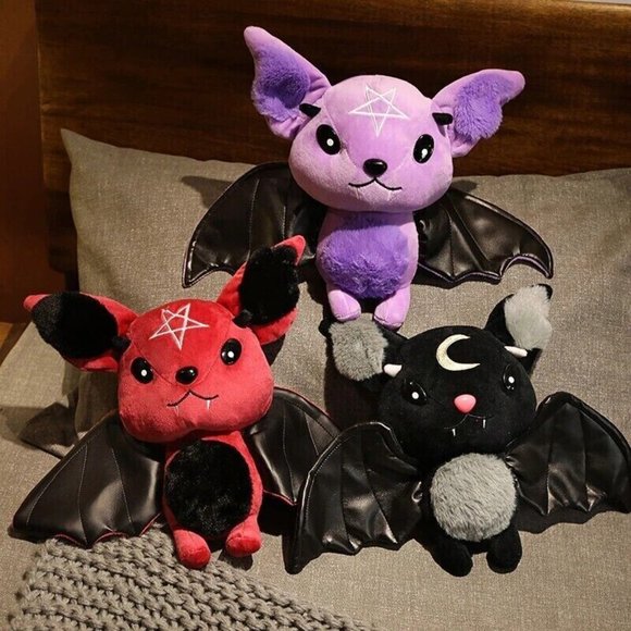RED Gothic Anime Bat Plush Stuffed Toy Adults Kids Horror Kawaii Valentines Day - Picture 3 of 3